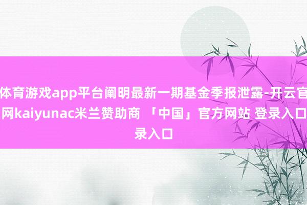 体育游戏app平台阐明最新一期基金季报泄露-开云官网kaiyunac米兰赞助商 「中国」官方网站 登录入口